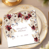 Schöne Wasserfarbe Weiße Rosen Burgundy Poppies Serviette