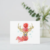 Schöne Wasserfarbe Winterhirsche Postkarte (Stehend Vorderseite)