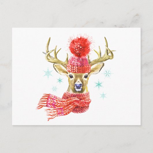 Schöne Wasserfarbe Winterhirsche Postkarte (Vorderseite)