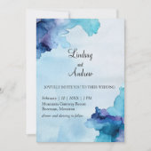 Schöne Wasserfarben, Blau und Cyan laden ein Einladung (Vorderseite)