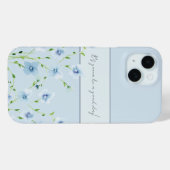 Schöne Wasserfarben Blaue Blumige Case-Mate iPhone Hülle (Rückseite (Horizontal))