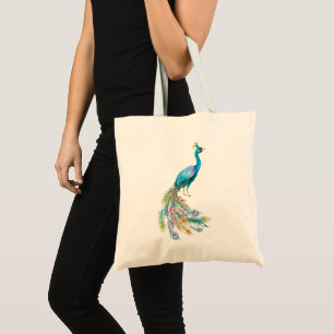 Schöne Wasserfarben Blaupfau-Illustration Tragetasche