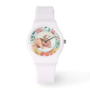Schöne Wasserfarben-Blumen-Custom-Foto Armbanduhr