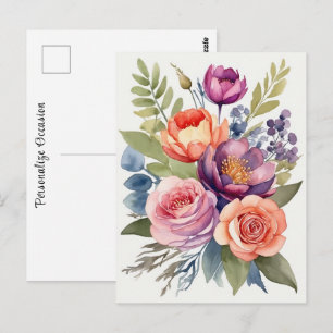 Schöne Wasserfarben-Blumen-Florale Auswahl Bouquet Postkarte
