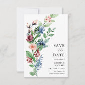 Schöne Wasserfarben Blumen & Grüne Hochzeit Save The Date (Vorderseite)