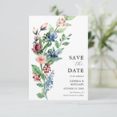 Schöne Wasserfarben Blumen & Grüne Hochzeit Save The Date (Stehend Vorderseite)