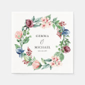 Schöne Wasserfarben Blumen & Grüne Hochzeit Serviette (Vorderseite)