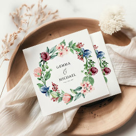 Schöne Wasserfarben Blumen & Grüne Hochzeit Serviette