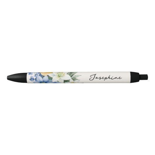 Schöne Wasserfarben-Blumen-Personalisierter Name Kugelschreiber (Vorderseite)