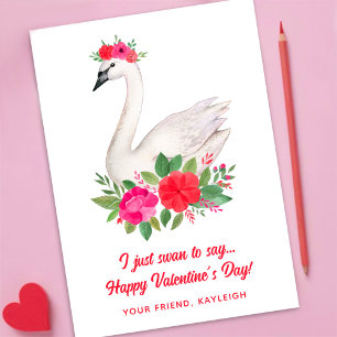 Schöne Wasserfarben-Blumen-Schwan-Valentinstagskar Feiertagskarte