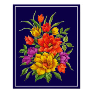 Schöne Wasserfarben-Blumenbouquet-34123 Poster