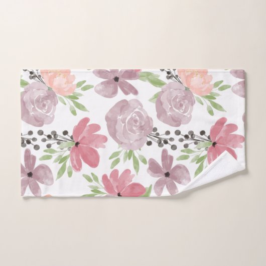 Schöne Wasserfarben Blumendruckerei Mauve Lilac Badhandtuch Set (Handtuch)