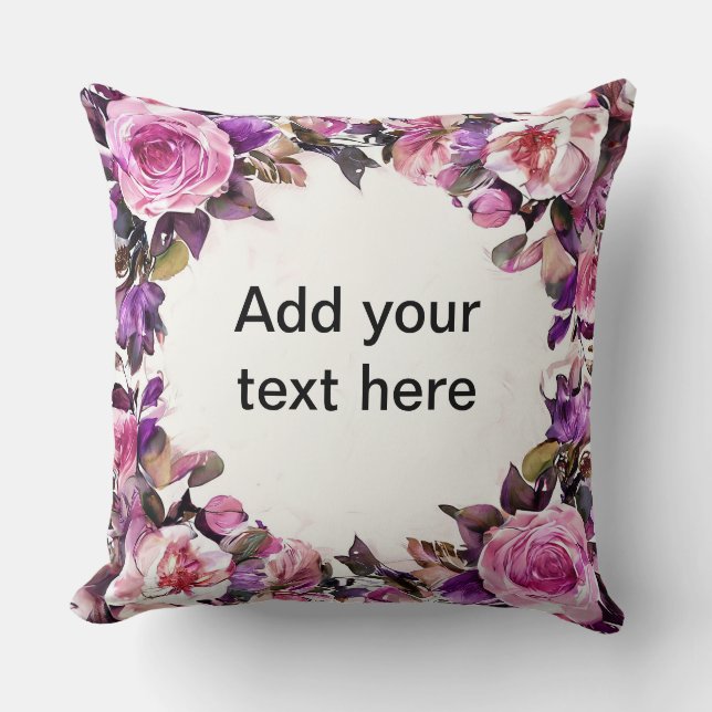 Schöne Wasserfarben-Blumengrenze Kissen (Vorderseite)