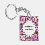 Schöne Wasserfarben-Blumengrenze Schlüsselanhänger (Vorderseite links)