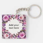 Schöne Wasserfarben-Blumengrenze Schlüsselanhänger (Rückseite)