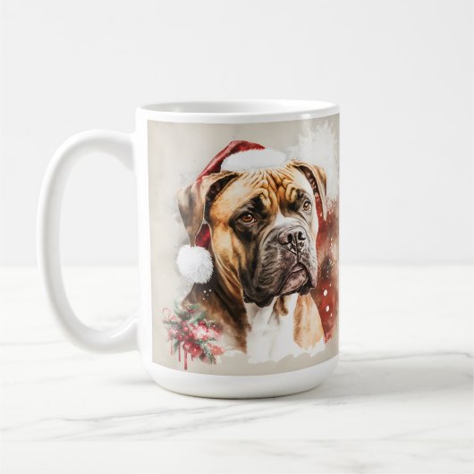 SCHÖNE WASSERFARBEN CHRISTMAS BOXER DOG KAFFEETASSE (Links)