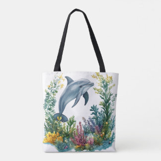 Schöne Wasserfarben-Delfin-Tasche Tasche