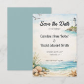 Schöne Wasserfarben Gemalte Meeresküste Coastal Save The Date (Vorne/Hinten)