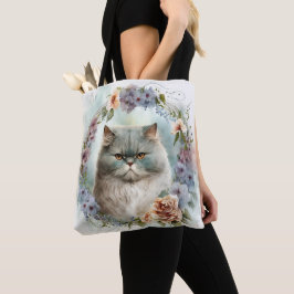 SCHÖNE WASSERFARBEN, GRAU PERSIAN CAT-BLUME TASCHE