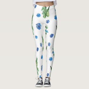 Schöne Wasserfarben Kornblumen Muster Leggings