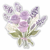 Schöne Wasserfarben Lavender Rose Bouquet Wasserdi Aufkleber (Vorderseite)