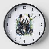Schöne Wasserfarben Panda Bärenschwarze Zahlen Uhr (Vorderseite)