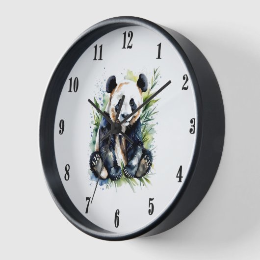Schöne Wasserfarben Panda Bärenschwarze Zahlen Uhr (Winkel)