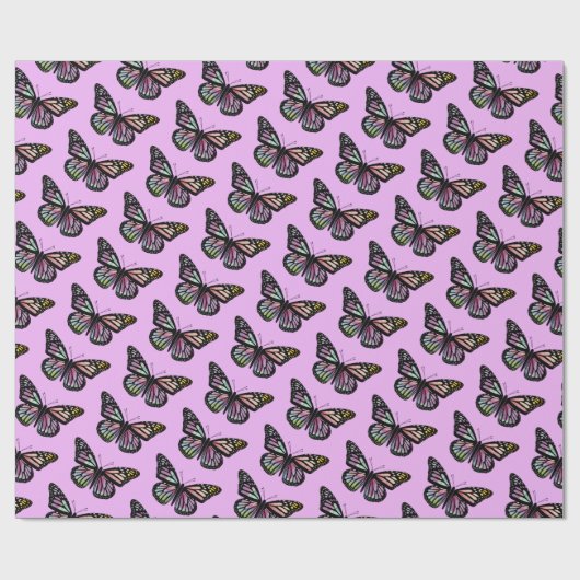 Schöne Wasserfarben-Schmetterlinge Muster Lila Geschenkpapier (Flach)