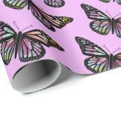 Schöne Wasserfarben-Schmetterlinge Muster Lila Geschenkpapier (Rolleneckpunkt)