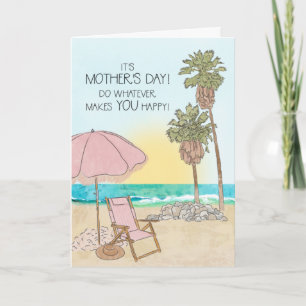 Schöne Wasserfarben-Strand-Happy-Mother's Day-Kart Karte