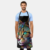 Schöne Wasserfarben verklebte Glaskatze Schürze (Getragen)