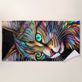 Schöne Wasserfarben verklebte Glaskatze Strandtuch (Vorderseite)