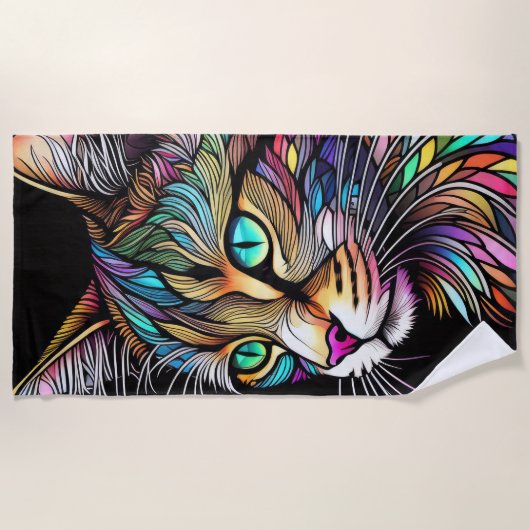 Schöne Wasserfarben verklebte Glaskatze Strandtuch (Vorderseite)