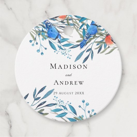 Schöne Wasserfarben Vögel und Blätter Vielen Dank Geschenkanhänger (Vorderseite)