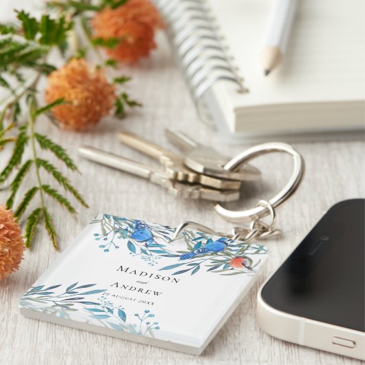 Schöne Wasserfarben Vögel und Blätter Vielen Dank Schlüsselanhänger (Vorderseite rechts)