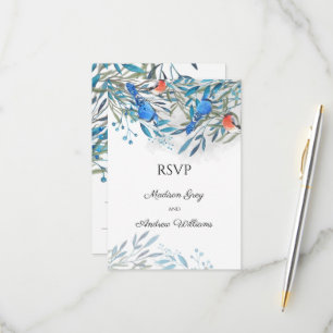 Schöne Wasserfarben-Vögel und -Blattwerk RSVP Karte