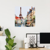Schöne Wasserfarben von Paris Reise Poster (Heimbüro)
