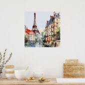 Schöne Wasserfarben von Paris Reise Poster (Küche)