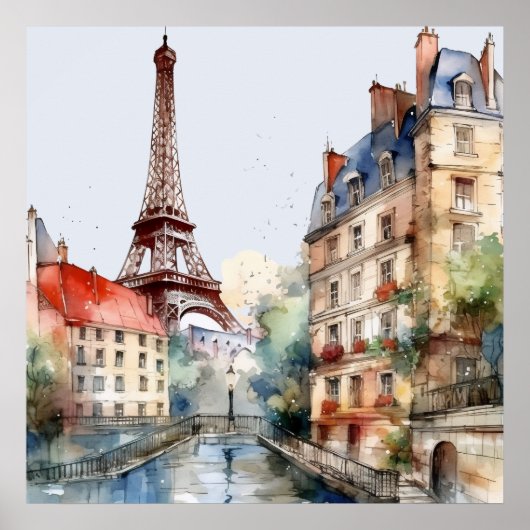 Schöne Wasserfarben von Paris Reise Poster (Vorne)