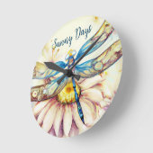 Schöne Wasserfarbendrachenfliege, personalisieren Runde Wanduhr (Winkel)