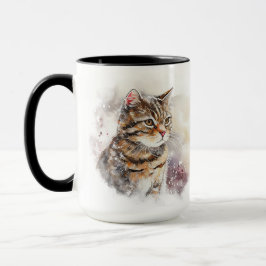 SCHÖNE, WASSERFARBENE TABBY CAT TASSE