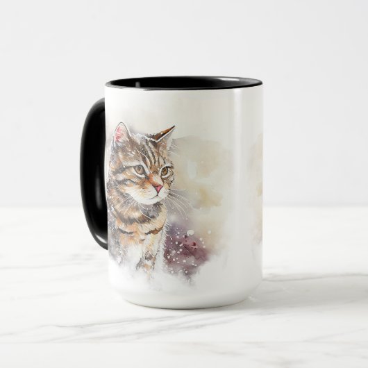 SCHÖNE, WASSERFARBENE TABBY CAT TASSE (Vorderseite Links)