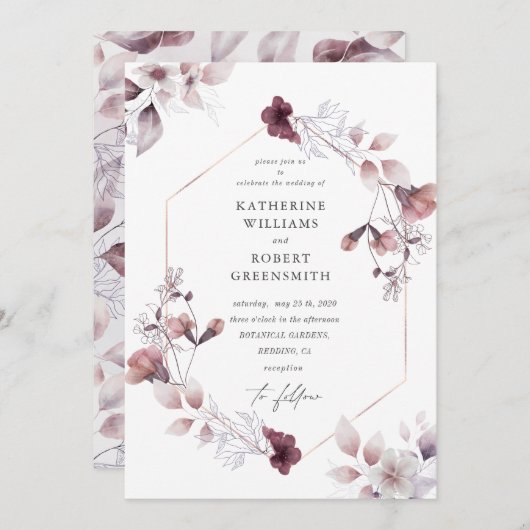 Schöne Wasserfarbenfall Blumen Hochzeit Einladung (Vorne/Hinten)