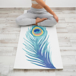 Schöne Wasserfarbenfederung Personalisiert Yogamatte