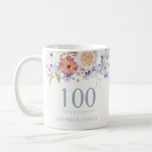 Schöne Wasserfarbenflora 100. Geburtstagsparty Kaffeetasse