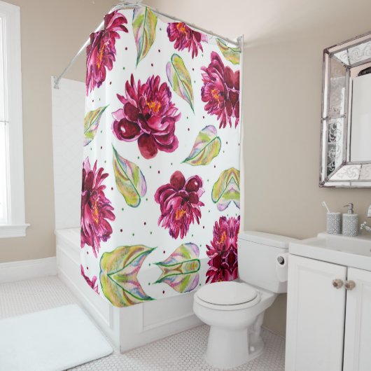 Schöne Wasserfarbenflora Duschvorhang (Beispiel)