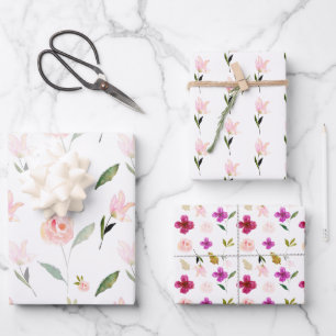 Schöne Wasserfarbenflora Geschenkpapier Set