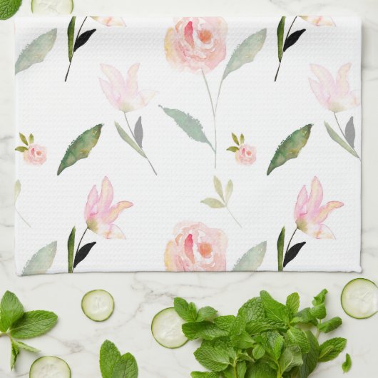 Schöne Wasserfarbenflora Geschirrtuch (Gefaltet)