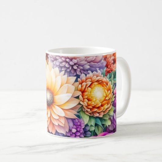 Schöne Wasserfarbenflora Kaffeetasse (VorderseiteRechts)