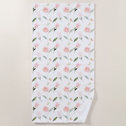 Schöne Wasserfarbenflora Strandtuch (Vorderseite)